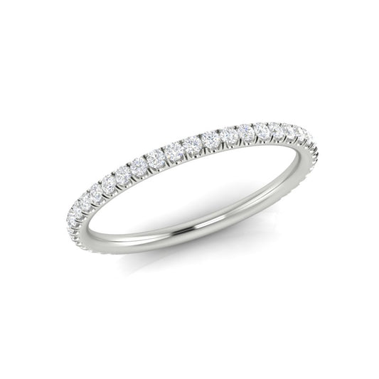 14k Gold Delicate Diamond Stackable Ring Wedding Band - Abtin & Company 