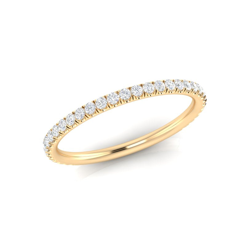 14k Gold Delicate Diamond Stackable Ring Wedding Band - Abtin & Company 