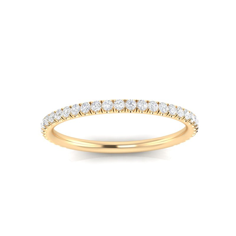 14k Gold Delicate Diamond Stackable Ring Wedding Band - Abtin & Company 