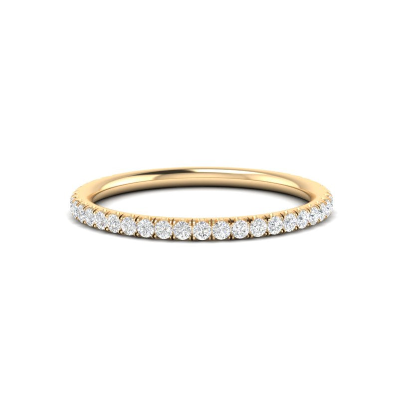 14k Gold Delicate Diamond Stackable Ring Wedding Band - Abtin & Company 
