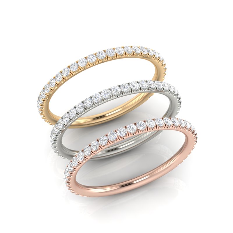 14k Gold Delicate Diamond Stackable Ring Wedding Band - Abtin & Company 