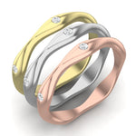 14k Gold Art Deco style Wavy Diamond Wedding Band - Abtin & Company 
