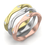 14k Gold Art Deco style Wavy Diamond Wedding Band - Abtin & Company 