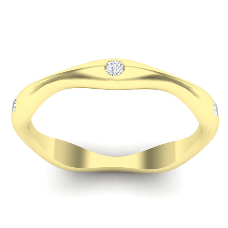 14k Gold Art Deco style Wavy Diamond Wedding Band - Abtin & Company 