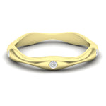 14k Gold Art Deco style Wavy Diamond Wedding Band - Abtin & Company 