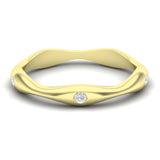 14k Gold Art Deco style Wavy Diamond Wedding Band - Abtin & Company 