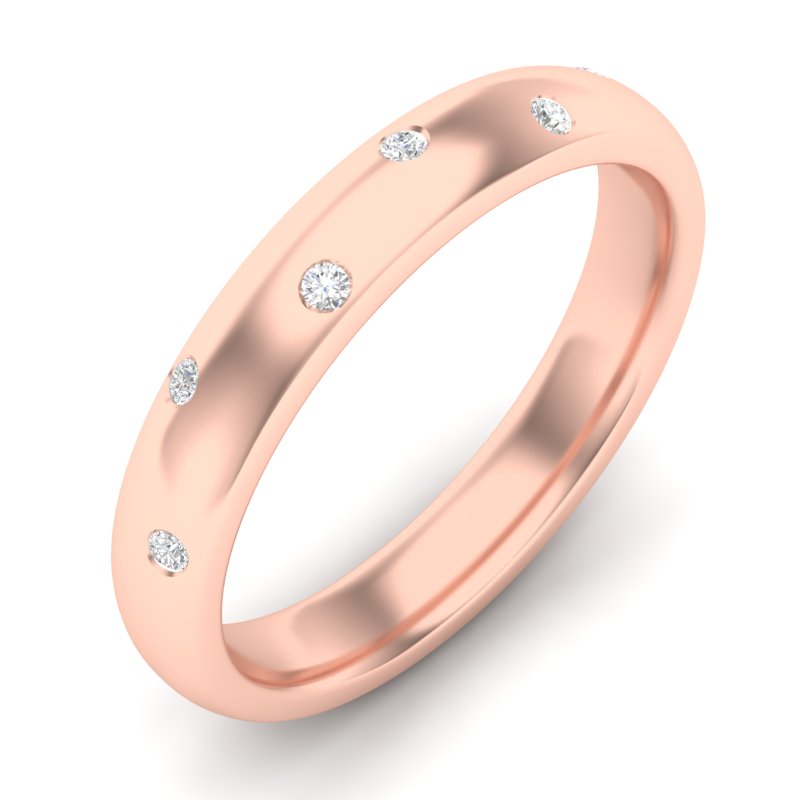 14k Diamond Spangled Stackable Ring Wedding Band - Abtin & Company 