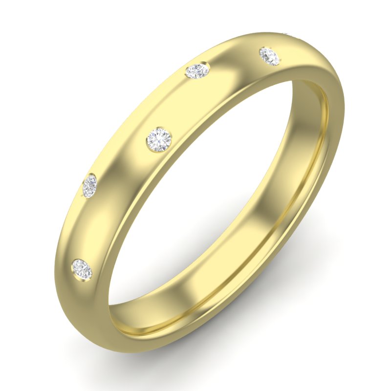 14k Diamond Spangled Stackable Ring Wedding Band - Abtin & Company 