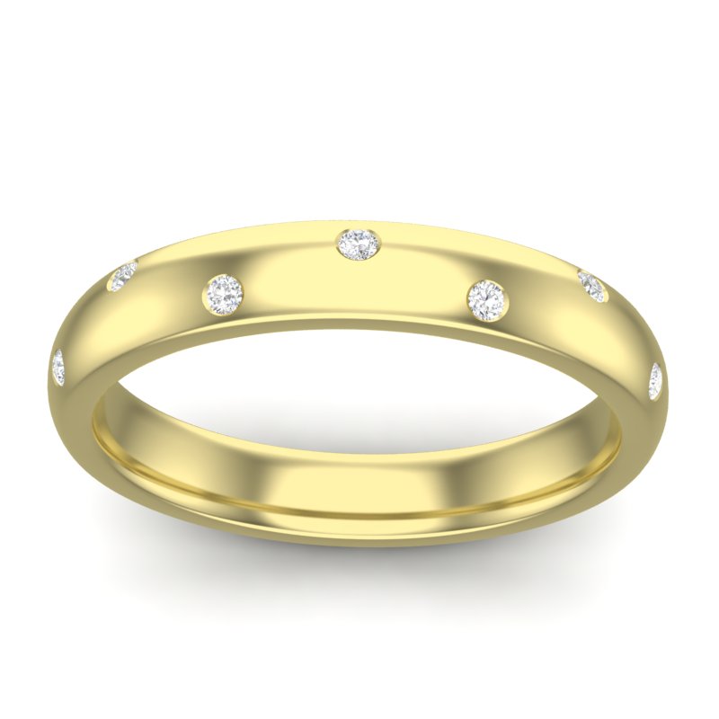 14k Diamond Spangled Stackable Ring Wedding Band - Abtin & Company 