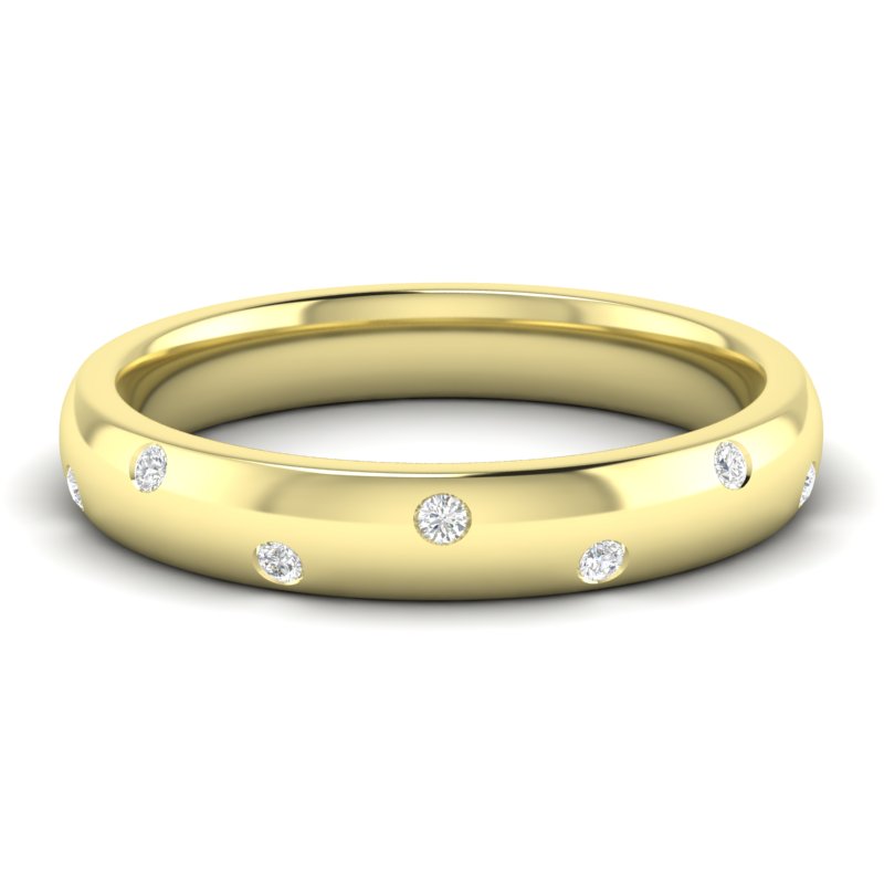 14k Diamond Spangled Stackable Ring Wedding Band - Abtin & Company 
