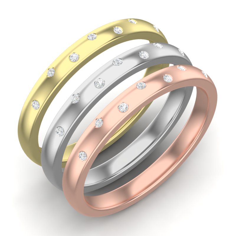 14k Diamond Spangled Stackable Ring Wedding Band - Abtin & Company 