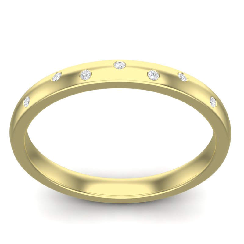 14k Diamond Spangled Stackable Ring Wedding Band - Abtin & Company 