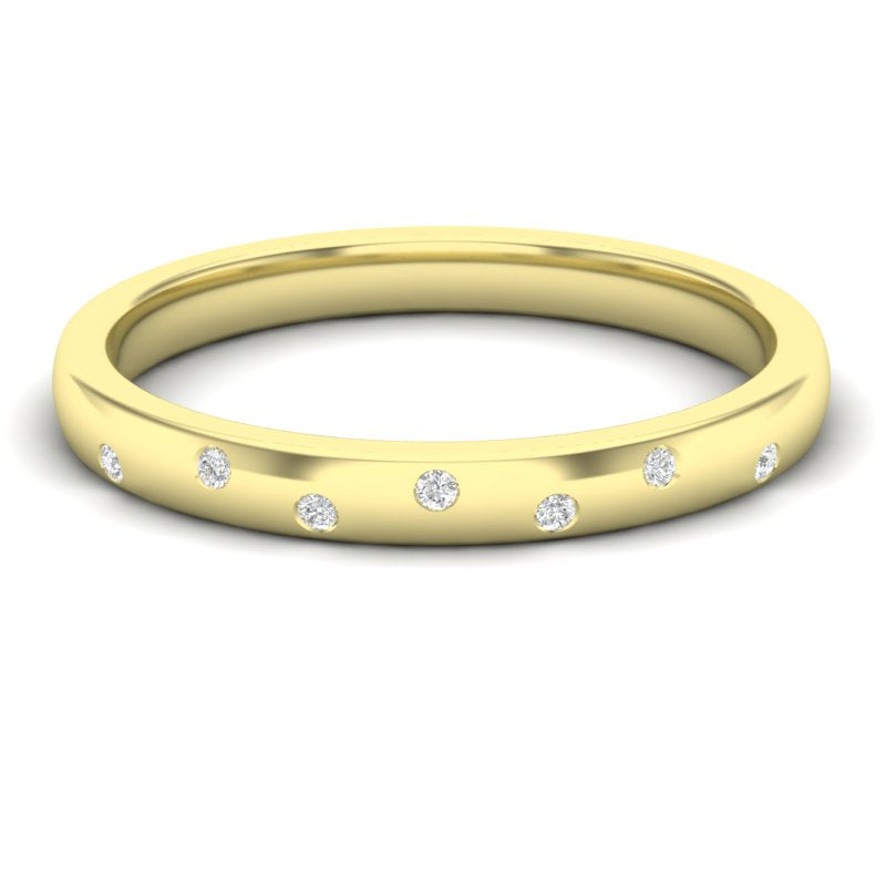 14k Diamond Spangled Stackable Ring Wedding Band - Abtin & Company 