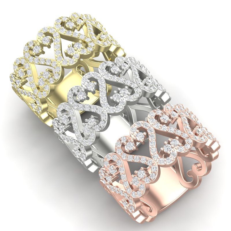 14k Gold Heart Diamond Fashion Ring - Abtin & Company 