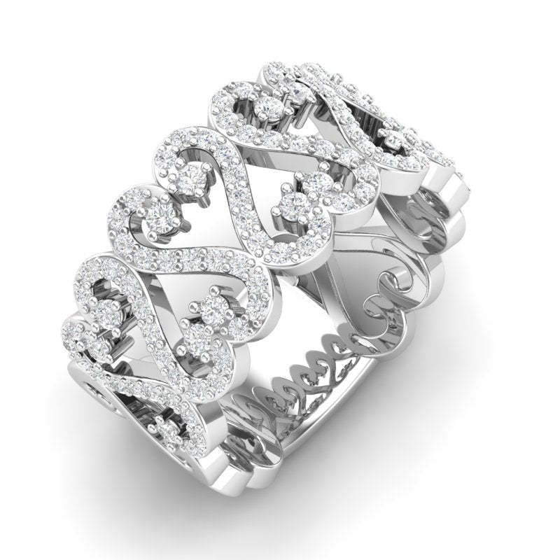 14k Gold Heart Diamond Fashion Ring - Abtin & Company 