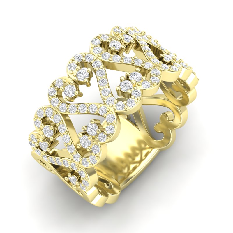 14k Gold Heart Diamond Fashion Ring - Abtin & Company 