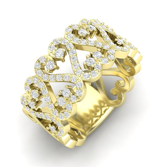 14k Gold Heart Diamond Fashion Ring - Abtin & Company 
