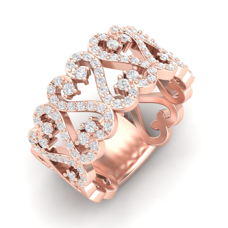14k Gold Heart Diamond Fashion Ring - Abtin & Company 