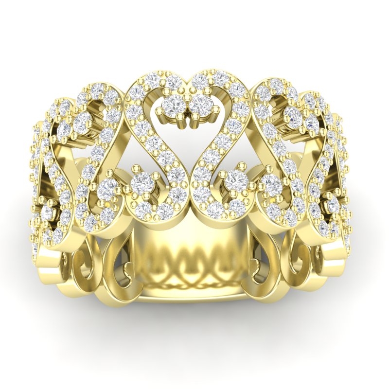 14k Gold Heart Diamond Fashion Ring - Abtin & Company 