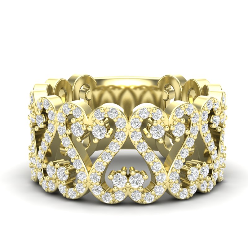 14k Gold Heart Diamond Fashion Ring - Abtin & Company 