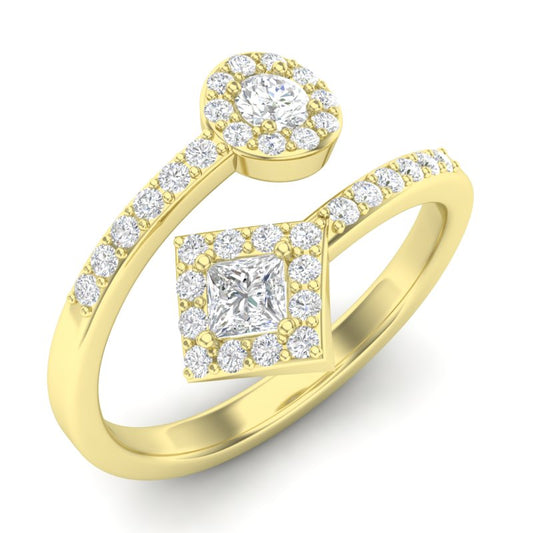 14k Gold Wrap Bypass Diamond Ring Wedding Band - Abtin & Company 