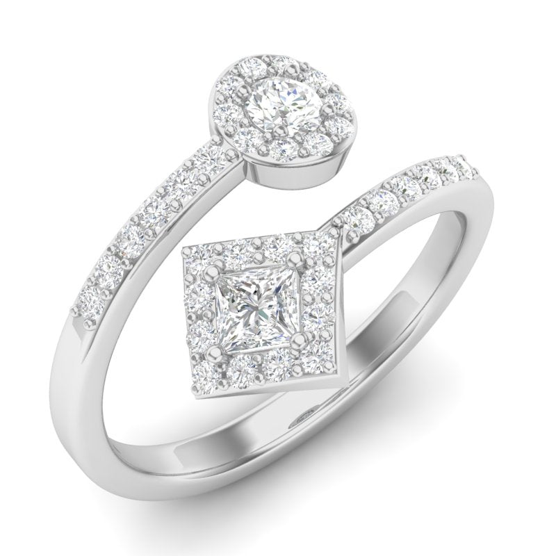 14k Gold Wrap Bypass Diamond Ring Wedding Band - Abtin & Company 