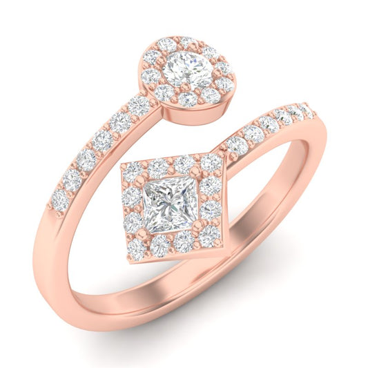 14k Gold Wrap Bypass Diamond Ring Wedding Band - Abtin & Company 