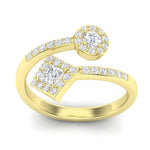14k Gold Wrap Bypass Diamond Ring Wedding Band - Abtin & Company 