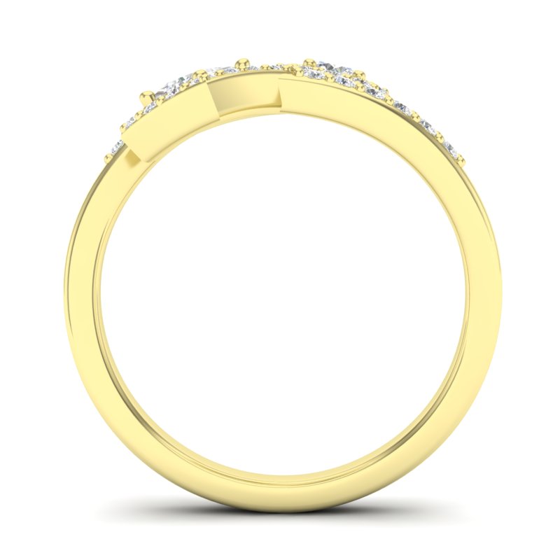 14k Gold Wrap Bypass Diamond Ring Wedding Band - Abtin & Company 