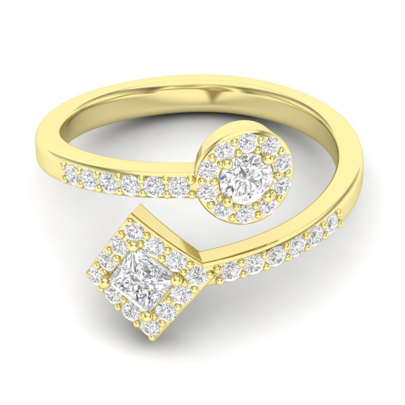 14k Gold Wrap Bypass Diamond Ring Wedding Band - Abtin & Company 