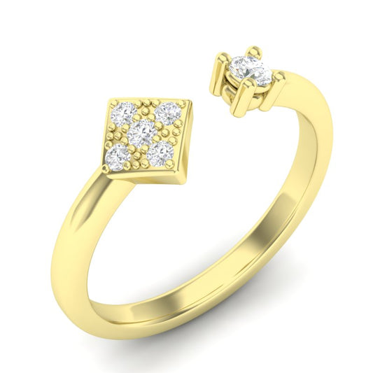 14k Gold Multi-Diamond Geometric Bypass Open Ring Wedding Band - Abtin & Company 