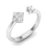 14k Gold Multi-Diamond Geometric Bypass Open Ring Wedding Band - Abtin & Company 