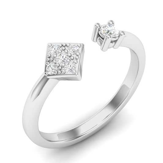 14k Gold Multi-Diamond Geometric Bypass Open Ring Wedding Band - Abtin & Company 
