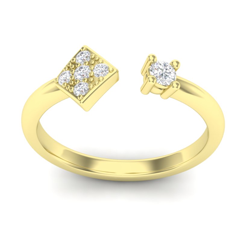 14k Gold Multi-Diamond Geometric Bypass Open Ring Wedding Band - Abtin & Company 