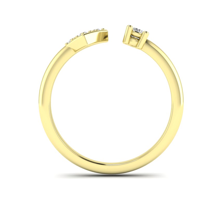 14k Gold Multi-Diamond Geometric Bypass Open Ring Wedding Band - Abtin & Company 