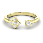 14k Gold Multi-Diamond Geometric Bypass Open Ring Wedding Band - Abtin & Company 