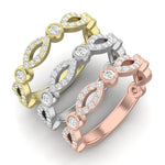 14k Gold Diamond Milgrain Marquise Stackable Ring Wedding Band - Abtin & Company 