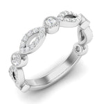 14k Gold Diamond Milgrain Marquise Stackable Ring Wedding Band - Abtin & Company 