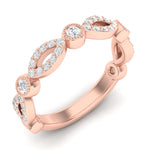 14k Gold Diamond Milgrain Marquise Stackable Ring Wedding Band - Abtin & Company 