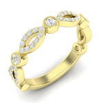 14k Gold Diamond Milgrain Marquise Stackable Ring Wedding Band - Abtin & Company 