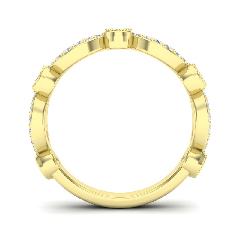 14k Gold Diamond Milgrain Marquise Stackable Ring Wedding Band - Abtin & Company 