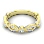14k Gold Diamond Milgrain Marquise Stackable Ring Wedding Band - Abtin & Company 