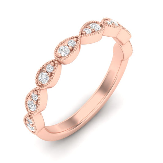 14k Gold Milgrain Pear-shape Diamond Stackable Wedding Band - Abtin & Company 