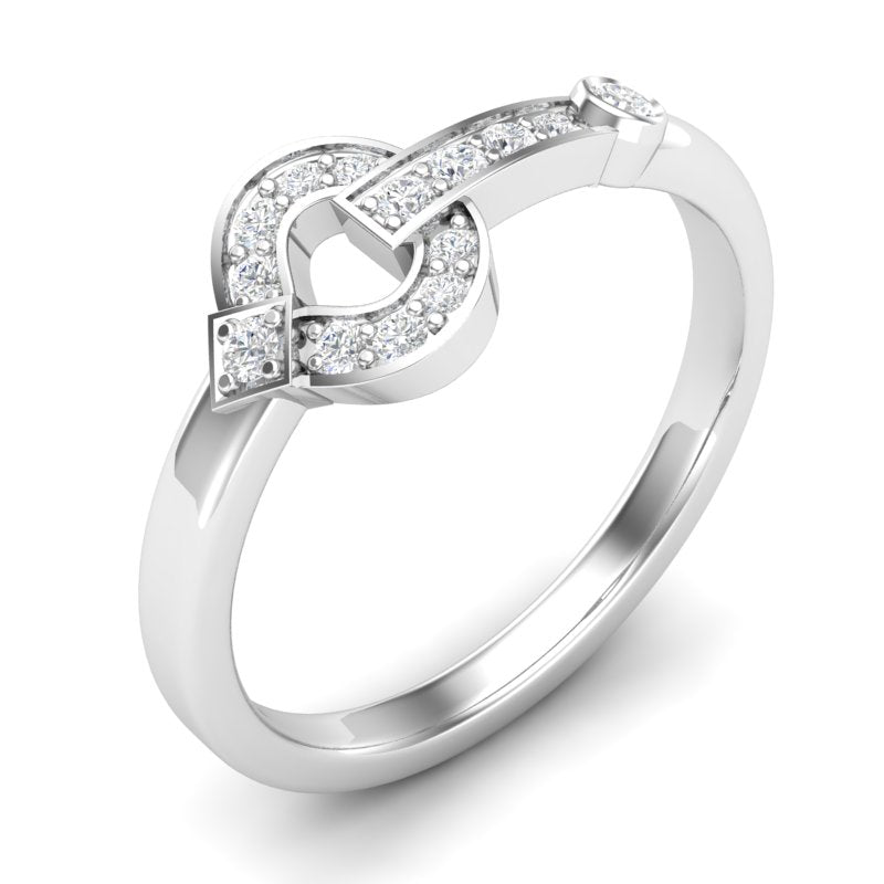 14k Gold Diamond interlock Buckle Ring - Abtin & Company 