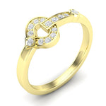 14k Gold Diamond interlock Buckle Ring - Abtin & Company 