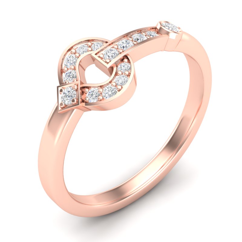 14k Gold Diamond interlock Buckle Ring - Abtin & Company 