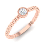 14k Gold Beaded Bezel Diamond Stackable Wedding Band - Abtin & Company 