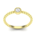 14k Gold Beaded Bezel Diamond Stackable Wedding Band - Abtin & Company 