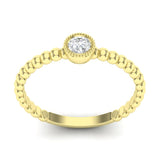14k Gold Beaded Bezel Diamond Stackable Wedding Band - Abtin & Company 