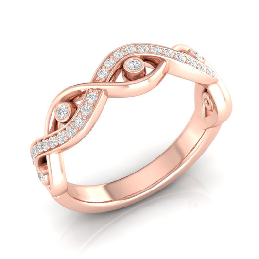 14k Gold Diamond Twisted Wedding Band Stacking Ring - Abtin & Company 